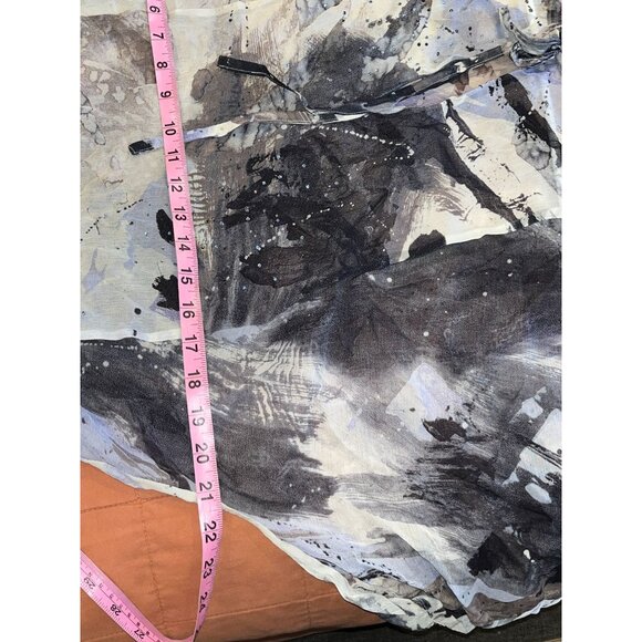Karen Kane Womens Abstract Print Sheer Tunic Top S Black/Gray - Picture 7 of 9